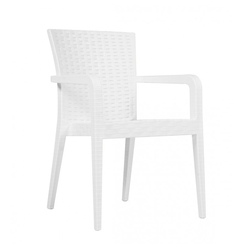 Sillón JAZMIN, apilable, polipropileno blanco