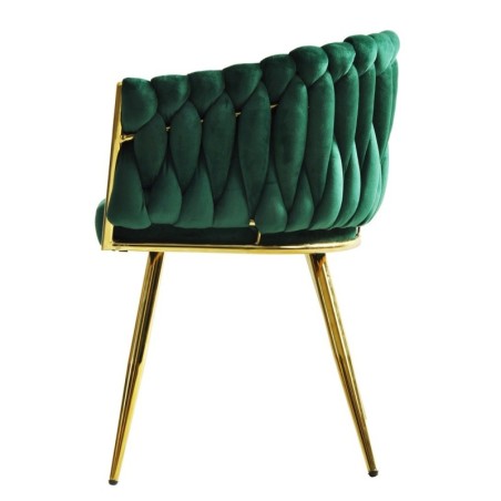 Sillón KING, metal dorado, tapizado velvet verde oscuro