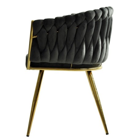 Sillón KING, metal dorado, tapizado velvet gris oscuro