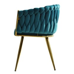 Sillón KING, metal dorado, tapizado velvet turquesa 2