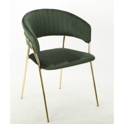 Sillón KEFRÉN NEW, metal dorado, tapizado velvet verde oscuro
