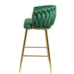 Taburete KING, metal, cromado dorado, tapizado velvet verde oscuro 2