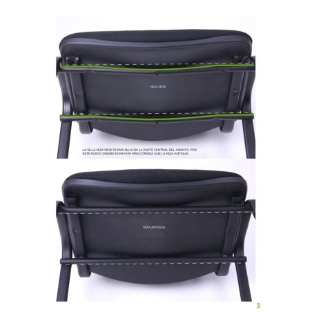 Silla NIZA NEW AM, chasis epoxi negro, tejido A20, color azul*.