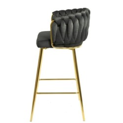 Taburete KING, metal, cromado dorado, tapizado velvet gris oscuro 2