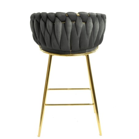 Taburete KING, metal, cromado dorado, tapizado velvet gris oscuro