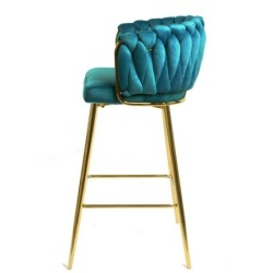 Taburete KING, metal, cromado dorado, tapizado velvet turquesa 2
