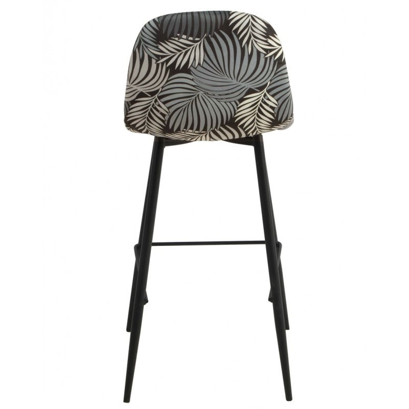 Taburete HORUS NEW, metal, tapizado velvet gris con trasera floral a juego