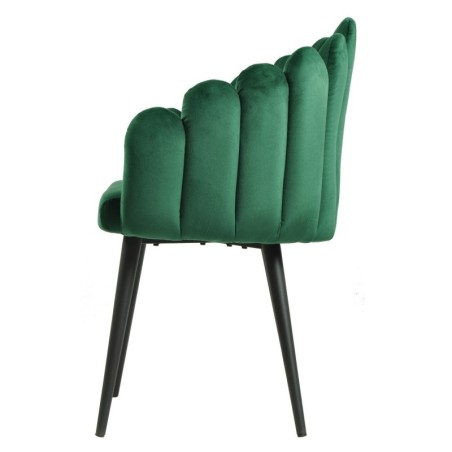 Sillón DEVIN, metal, tapizado velvet verde oscuro
