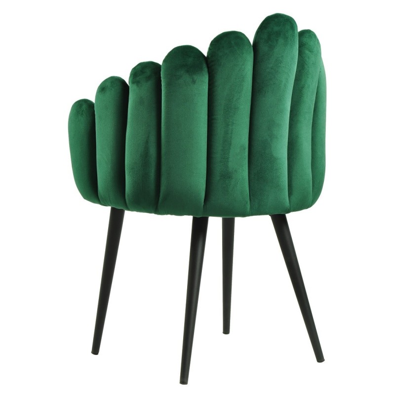 Sillón DEVIN, metal, tapizado velvet verde oscuro