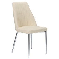 Silla MAXIM, cromada, tapizada en similpiel beige