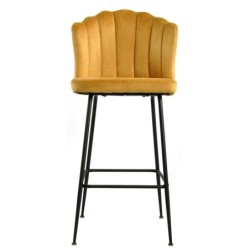 Taburete DEVIN, metal, tapizado velvet amarillo 2