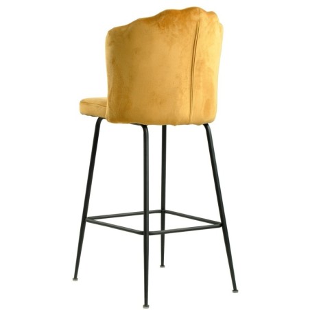 Taburete DEVIN, metal, tapizado velvet amarillo