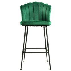 Taburete DEVIN, metal, tapizado velvet verde oscuro 2