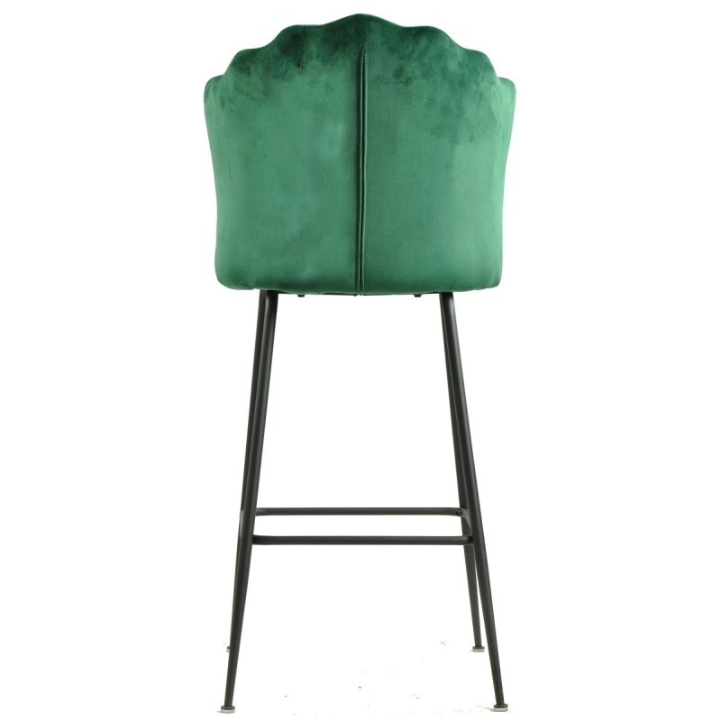 Taburete DEVIN, metal, tapizado velvet verde oscuro