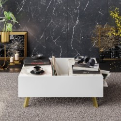 Mesa baja ELOISE, biIaminado mármol blanco, 89,5 cms. 2
