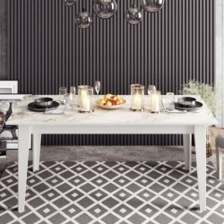 Mesa de comedor SIENA, biIaminado mármol blanco, 180 x 90 cms. 2