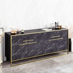 Aparador SIENA, biIaminado mármol negro con metal dorado, 180 cms. 2
