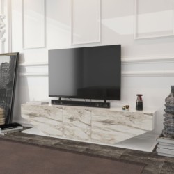 Mueble de TV VIOLET, biIaminado mármol blanco, 180 cms. 2