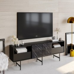 Mueble de TV SIMON, biIaminado mármol negro, 180 cms. 2