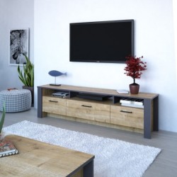 Mueble de TV PHILIPPA, biIaminado roble con gris oscuro, 180 cms. 2