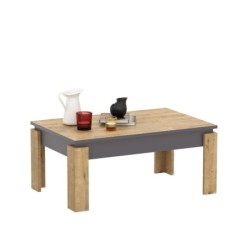 Mesa baja PHILIPPA, biIaminado roble con gris oscuro, 90 cms. 2