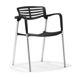 Sillón ALBENIZ, cromado, polipropileno negro 2