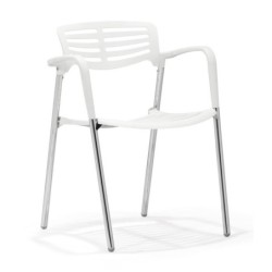 Sillón ALBENIZ, cromado, polipropileno blanco 2