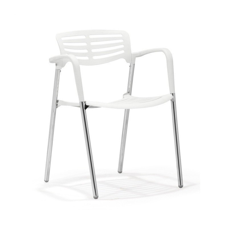 Sillón ALBENIZ, cromado, polipropileno blanco