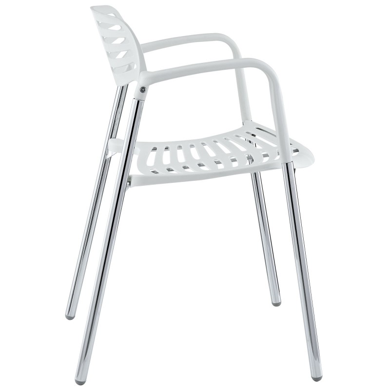 Sillón ALBENIZ, cromado, polipropileno blanco