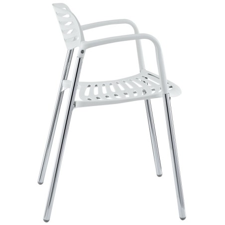 Sillón ALBENIZ, cromado, polipropileno blanco