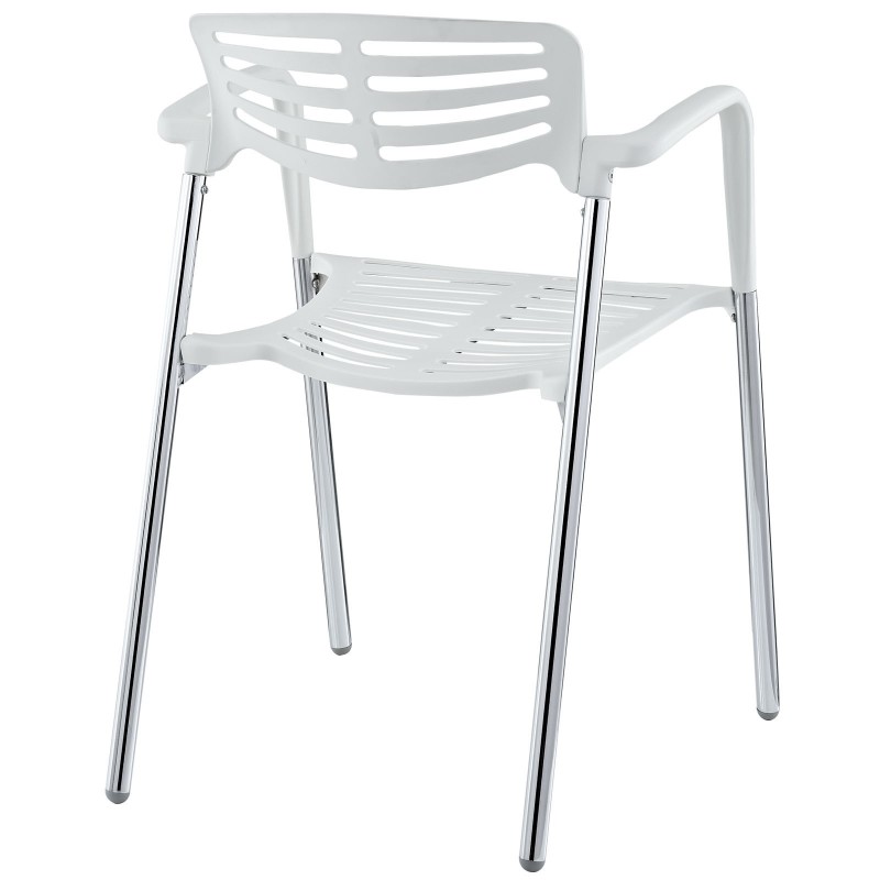 Sillón ALBENIZ, cromado, polipropileno blanco