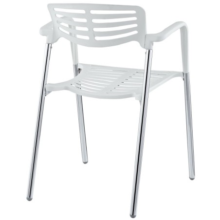 Sillón ALBENIZ, cromado, polipropileno blanco