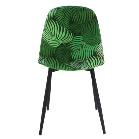 Silla HORUS NEW, metal, tapizado velvet verde con trasera floral a juego