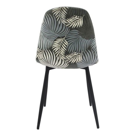 Silla HORUS NEW, metal, tapizado velvet gris con trasera floral a juego