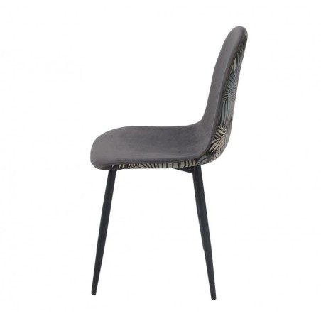 Silla HORUS NEW, metal, tapizado velvet gris con trasera floral a juego