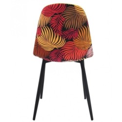 Silla HORUS NEW, metal, tapizado velvet amarillo con trasera floral a juego 2