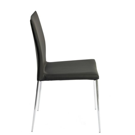 Silla INMA, apilable, metal, similpiel negra