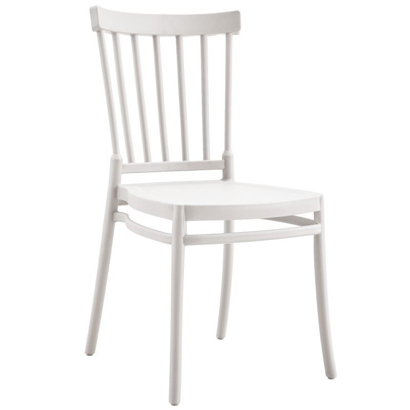 Silla MILOS NEW, apilable, tratamiento anti UV, polipropileno blanco