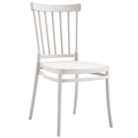 Silla MILOS NEW, apilable, tratamiento anti UV, polipropileno blanco