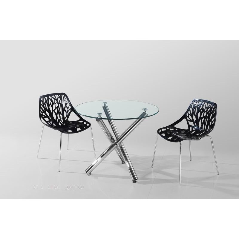 Mesa DESIREE NEW, cromada, cristal, 90 cms diámetro