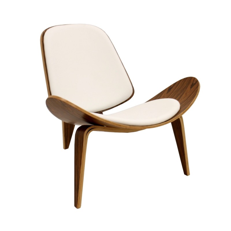 Sillón NORDIC (R), palo rosa, similpiel blanca