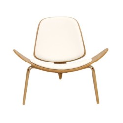 Sillón NORDIC (R), fresno, similpiel blanca 2