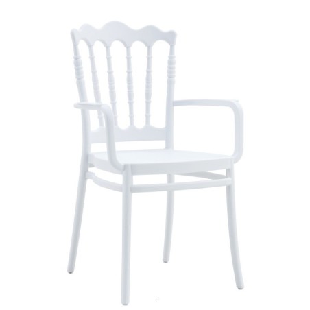 Sillón WEDDING, apilable, polipropileno blanco