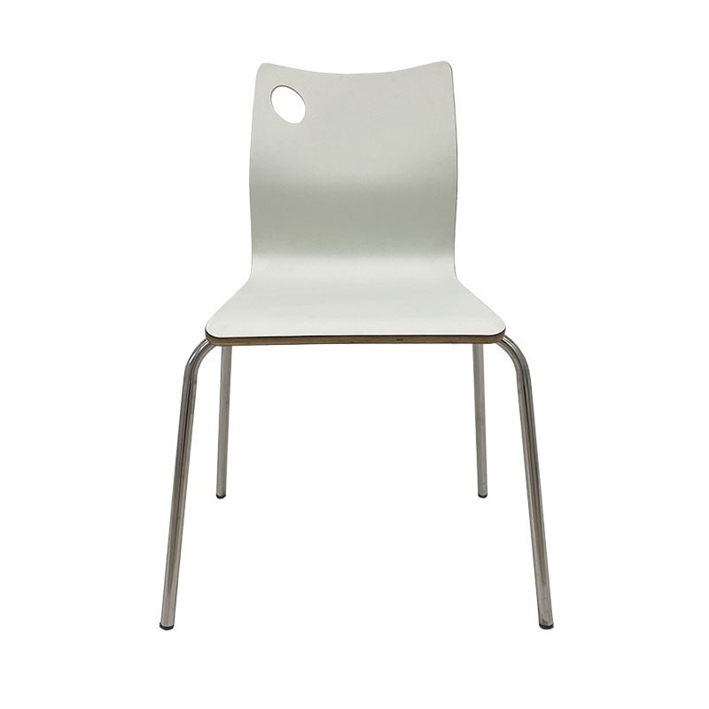 Silla AMELIE, apilable, acero inoxidable, asiento laminado HPL, blanco roto