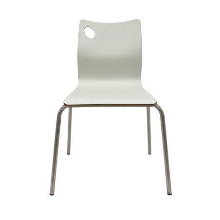 Silla AMELIE, apilable, acero inoxidable, asiento laminado HPL, blanco roto