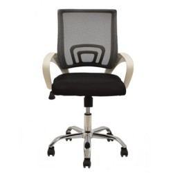 Sillón de oficina FISS NEW, Brazos blanco, gas, basculante, estructura y malla negro 2
