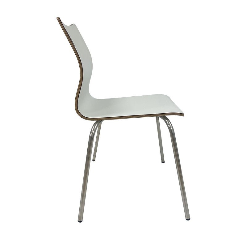 Silla AMELIE, apilable, acero inoxidable, asiento laminado HPL, blanco roto