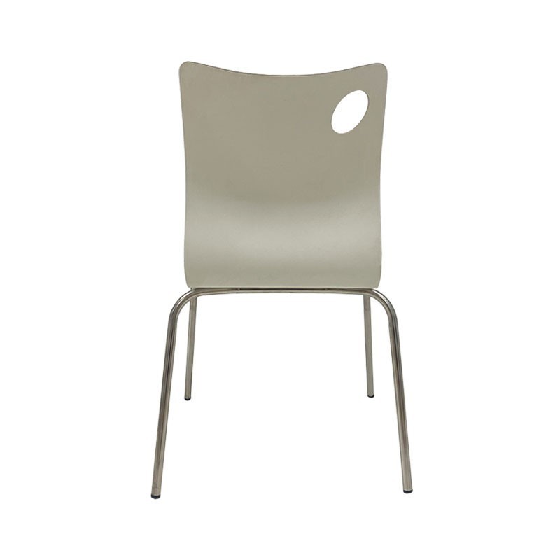 Silla AMELIE, apilable, acero inoxidable, asiento laminado HPL, blanco roto