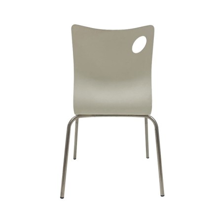 Silla AMELIE, apilable, acero inoxidable, asiento laminado HPL, blanco roto