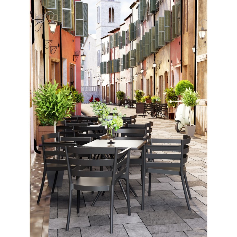Sillón SALERNO, apilable, polipropileno gris pálido